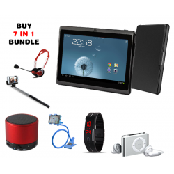 7 In 1 Bundle, Lenosed A710 Tablet 7 inch with Pouch, Mini Bluetooth Speaker, Universal LED Band Watch,  Headphone, Mobile Holder, MP3 Player, Selfie Stick